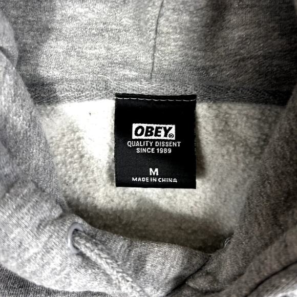Obey Worldwide Men's M Grey Sweatshirt Hoodie Rose Print Graphic - Picture 2 of 11